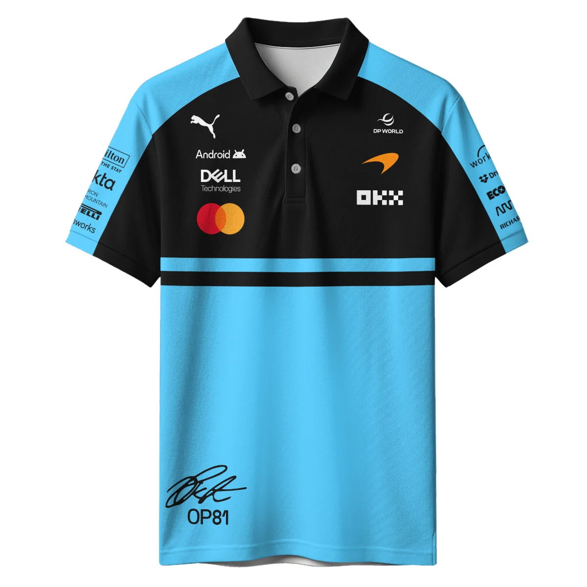 2026 Oscar Piastri 81 McLaren F1 Teamwear Polo Shirt BLOP25326A3PL - Cyan