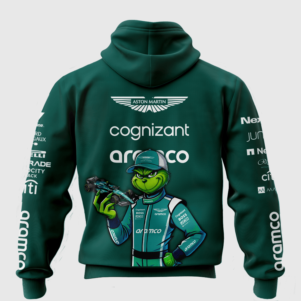 Aston Martin Aramco Cognizant Formula One Team x Grinch Hoodie, T Shirt, Zip Hoodie, Sweatshirt