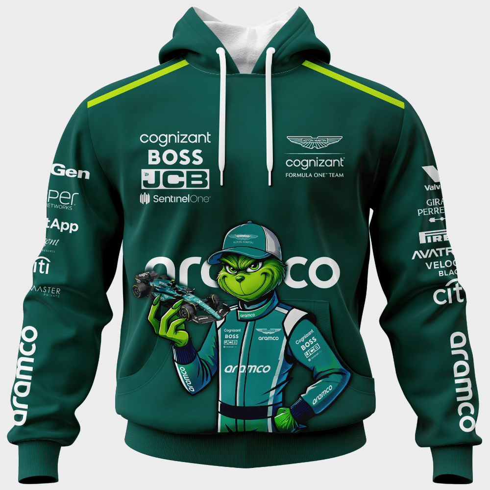 Aston Martin Aramco Cognizant Formula One Team x Grinch Hoodie, T Shirt, Zip Hoodie, Sweatshirt