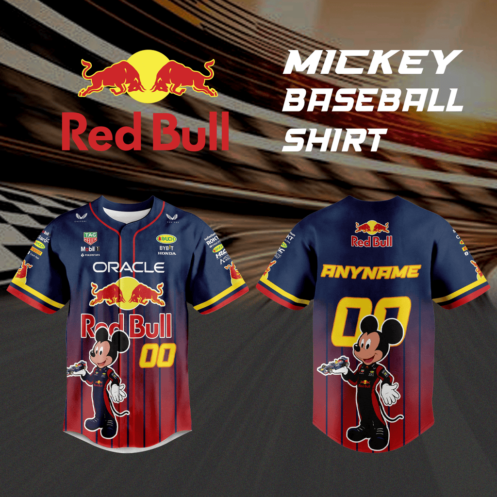Personalized Red Bull Racing x Mickey baseball jersey