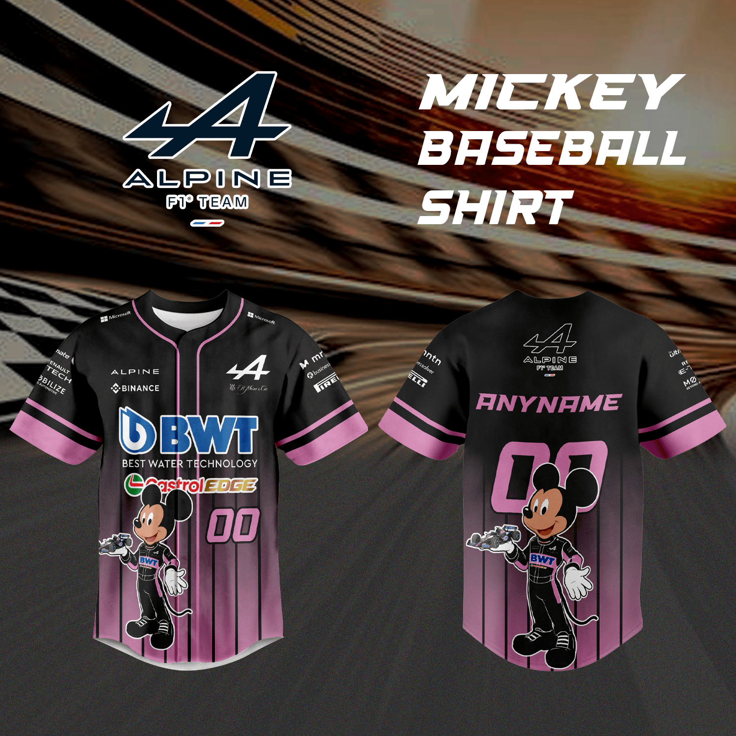 Personalized Alpine F1 Team x Mickey baseball jersey