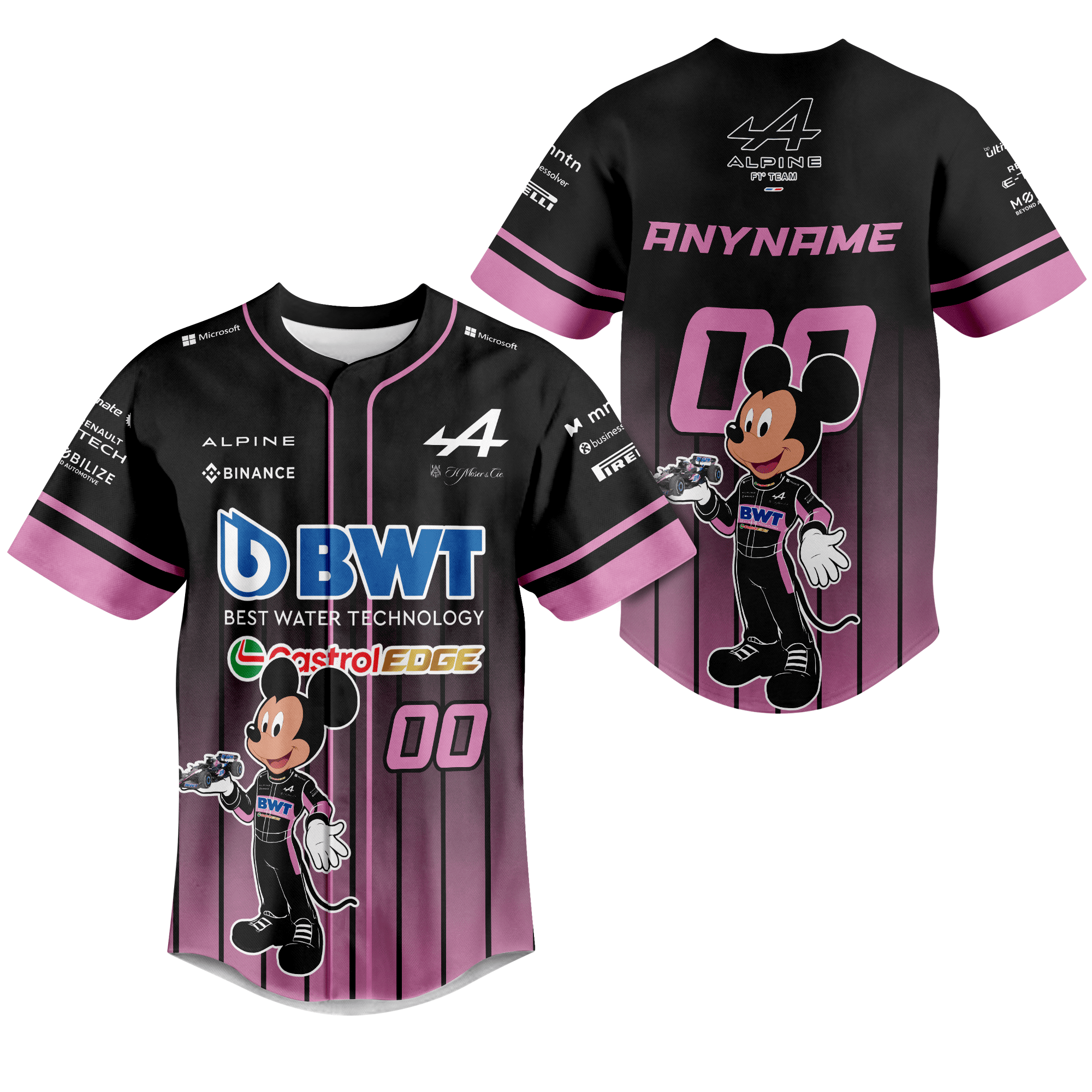 Personalized Alpine F1 Team x Mickey baseball jersey