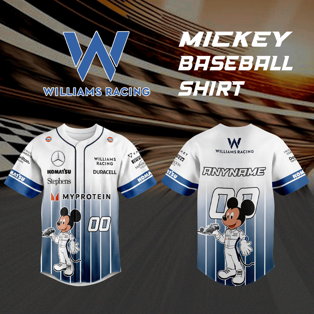 Personalized Williams F1 x Mickey baseball jersey