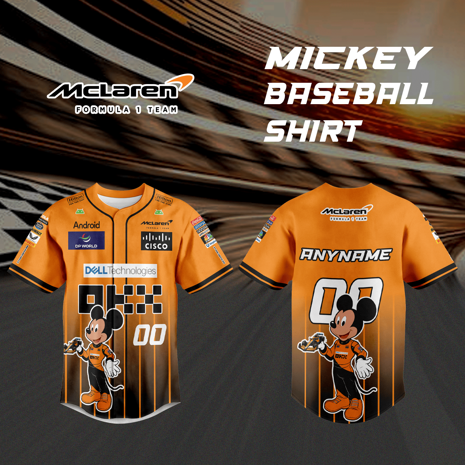 Personalized McLaren F1 Team x Mickey baseball jersey
