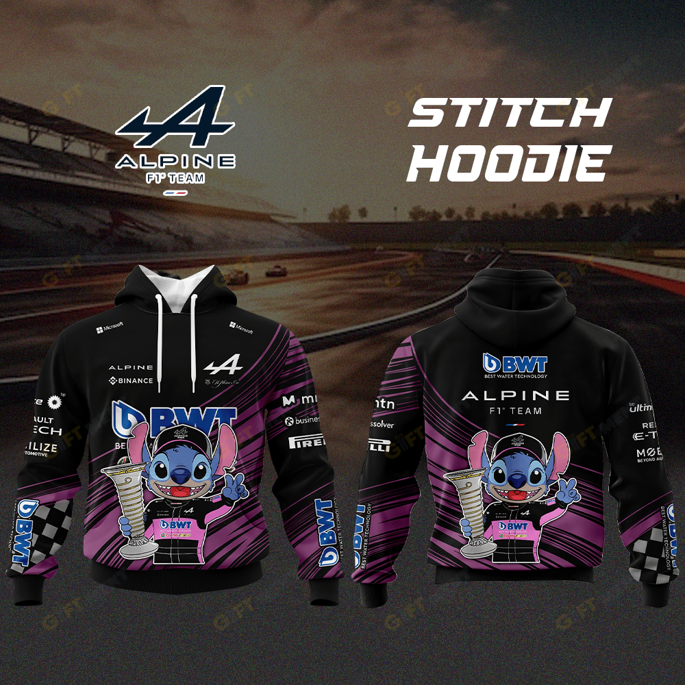 Alpine F1 x Stitch Style Hoodie, Kid Hoodie, T Shirt, Zip Hoodie, Sweatshirt