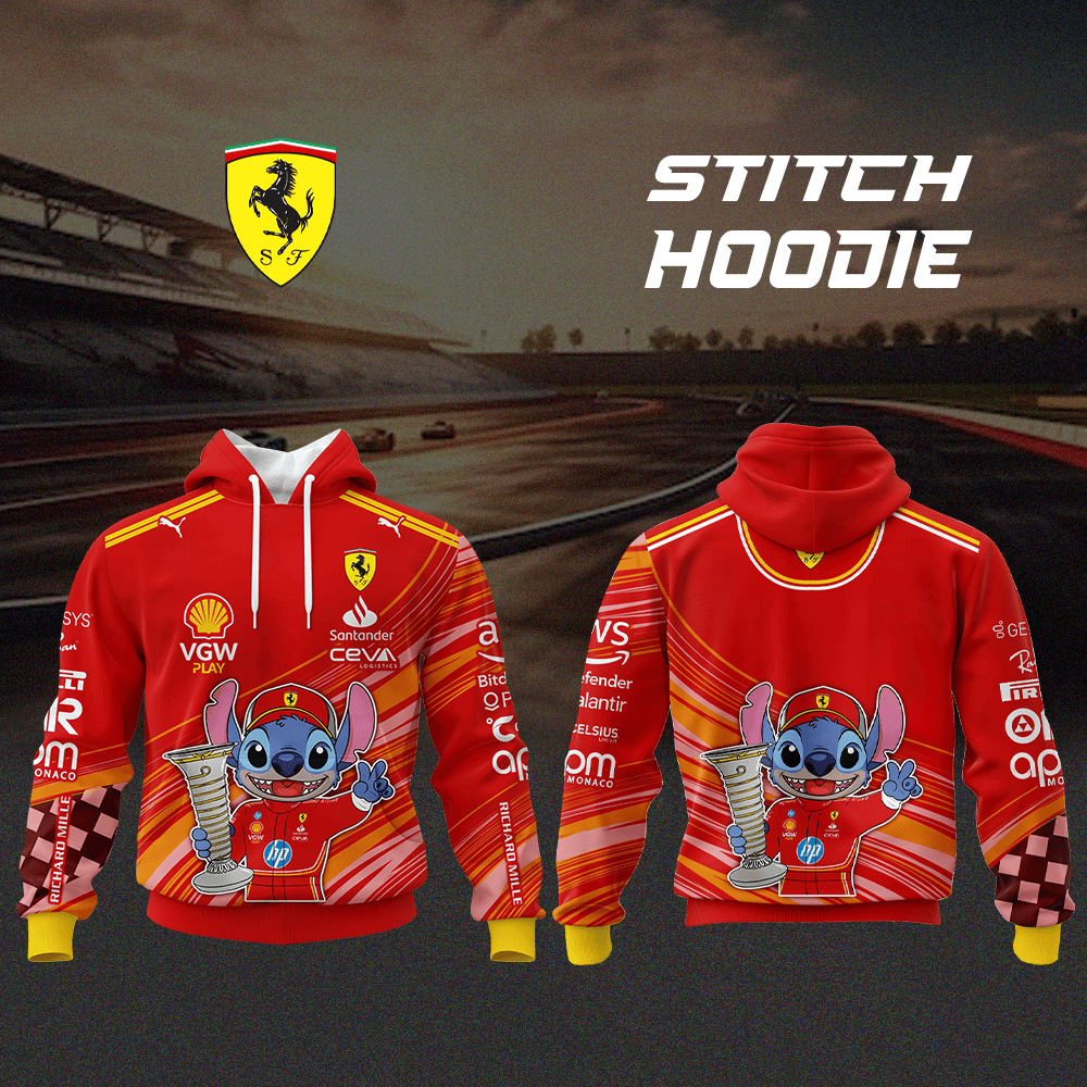Scuderia Ferrari x Stitch Style Hoodie, Kid Hoodie, T Shirt, Zip Hoodie, Sweatshirt