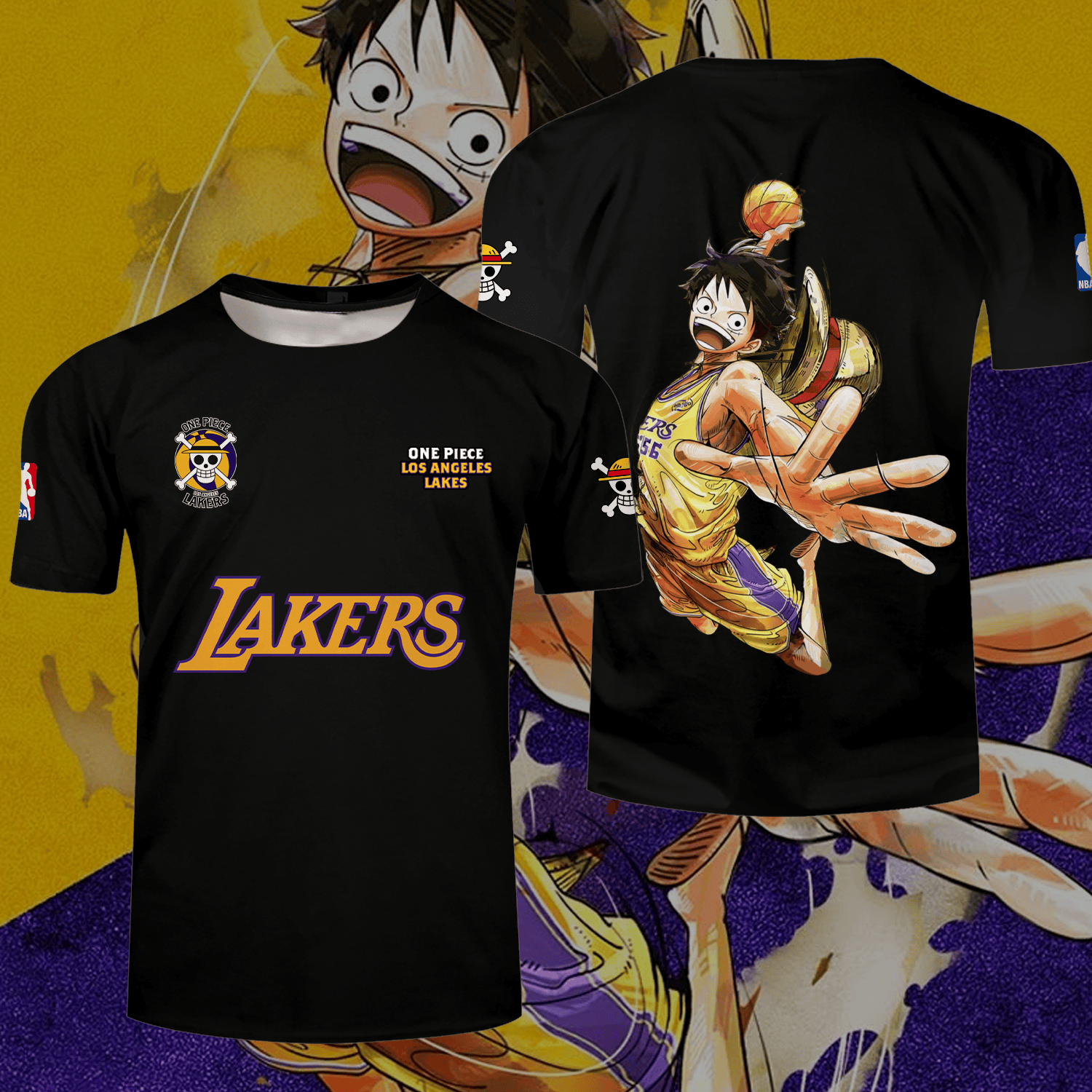 Luffy x LA Lakers 3D Apparel