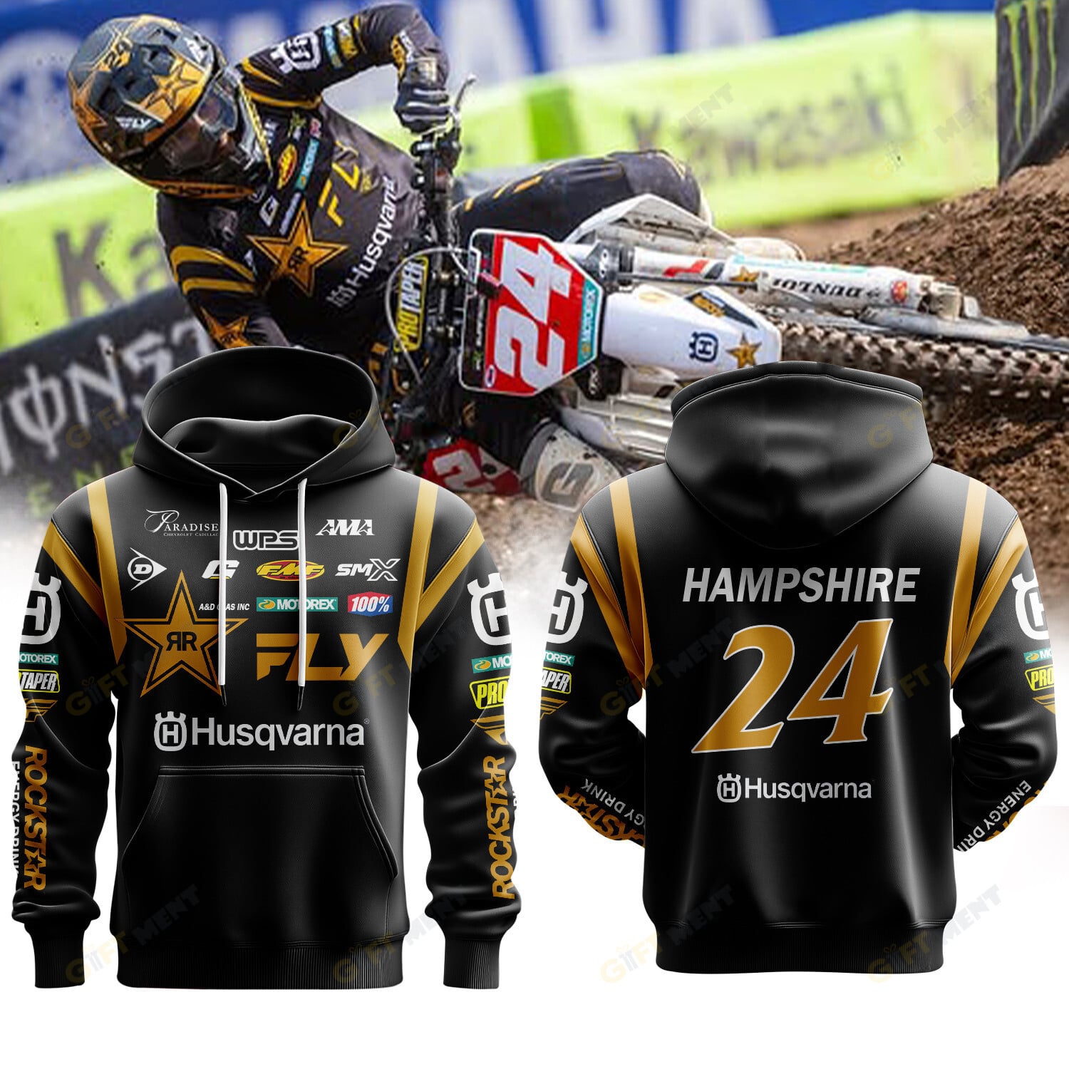 Rockstar Energy Husqvarna Factory Racing|R.J. Hampshire Premium Hoodie