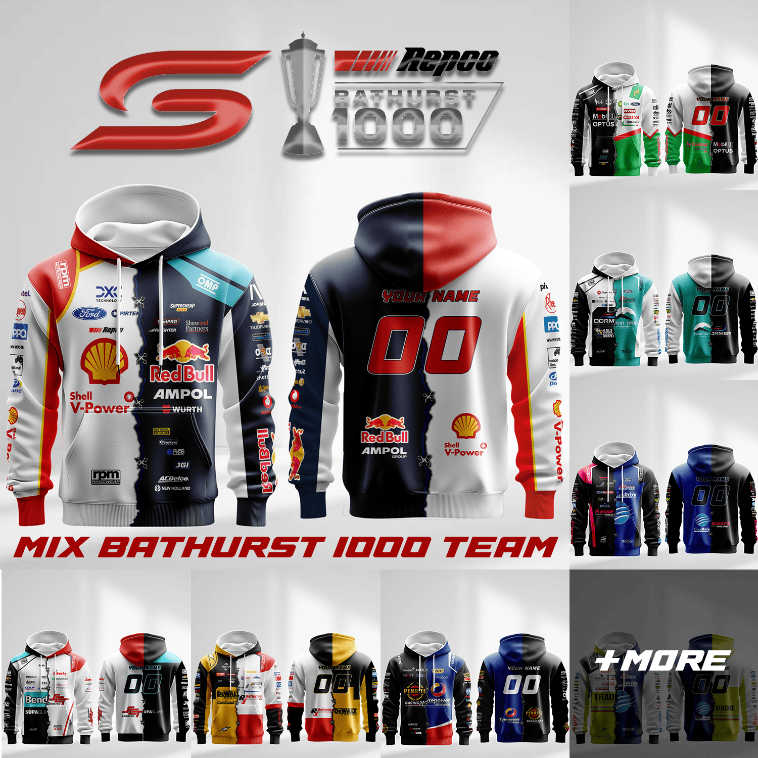 Supercars Bathurst 1000 3D Custom Apparel | Mix & Match Any 2 Teams!
