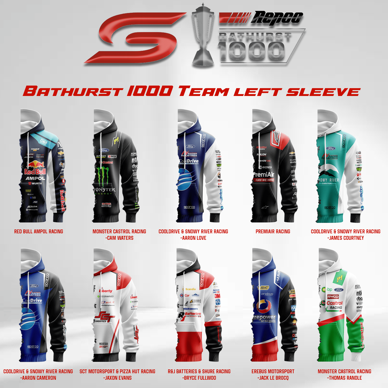 Supercars Bathurst 1000 3D Custom Apparel | Mix & Match Any 2 Teams!