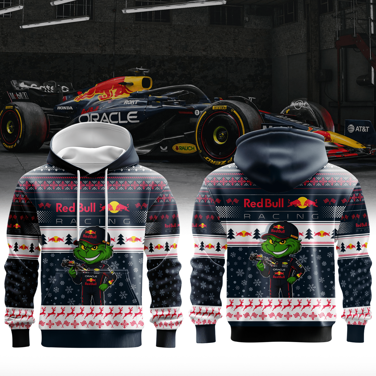 Red Bull Racing × Grinch Christmas Hoodie | Holiday Mischief Meets Pure Racing Spirit