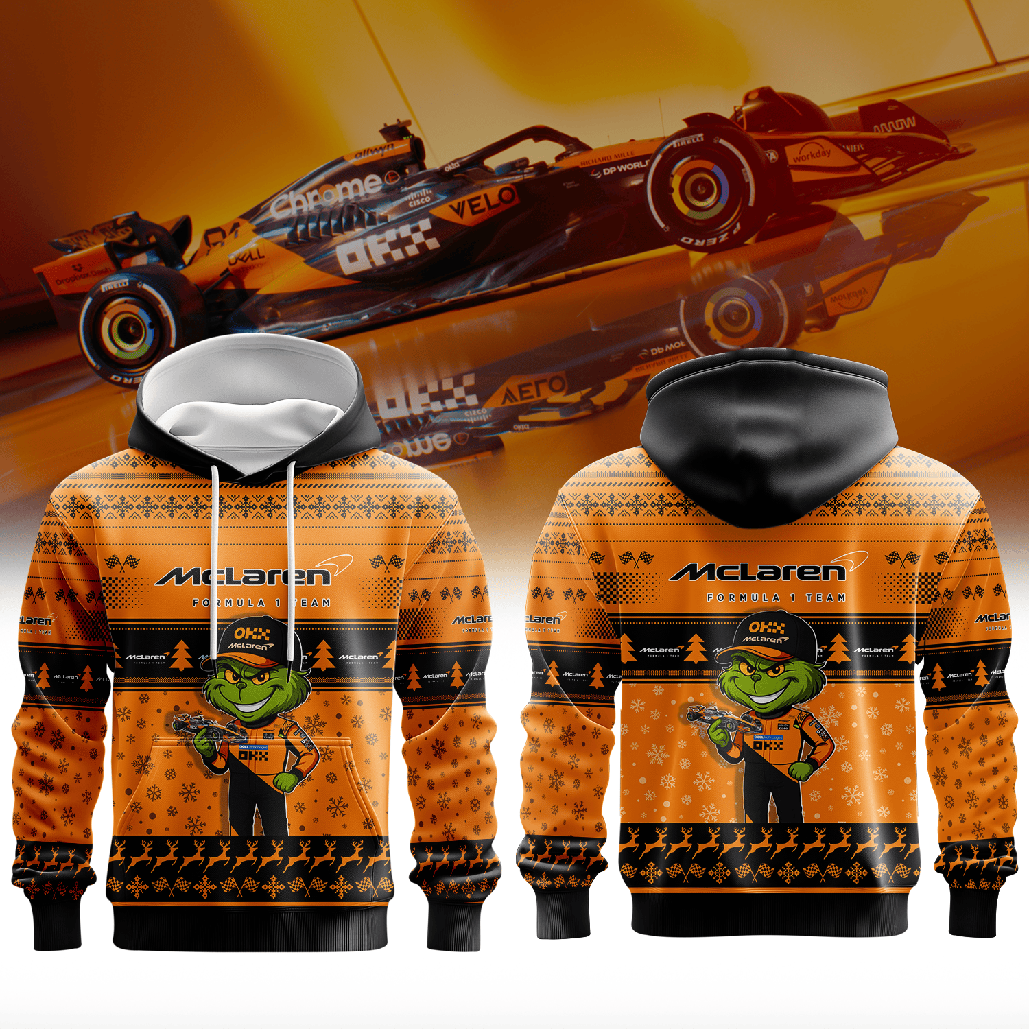 McLaren × Grinch Christmas Hoodie | Holiday Mischief Meets Pure Racing Spirit