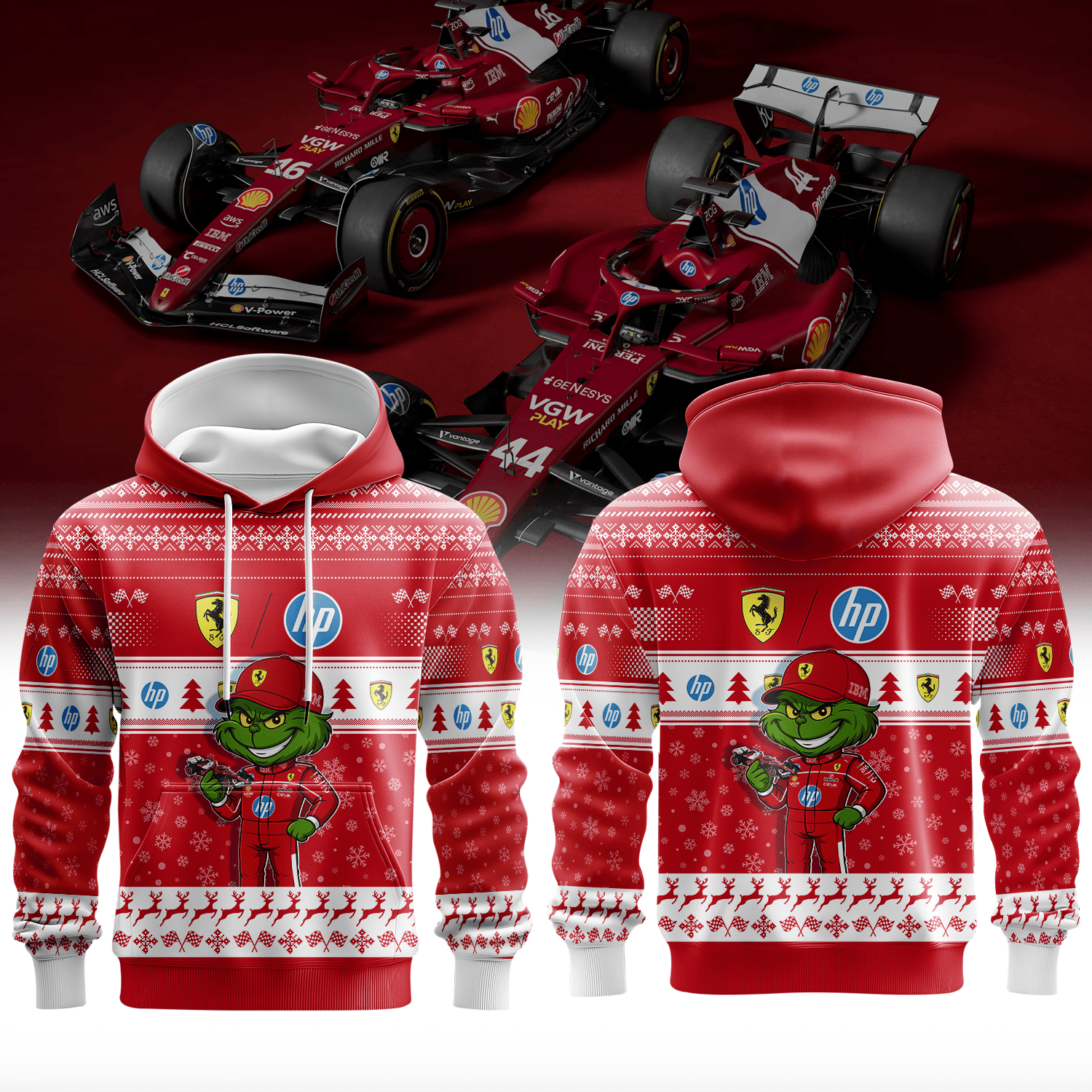 Scuderia Ferrari × Grinch Christmas Hoodie | Holiday Mischief Meets Pure Racing Spirit