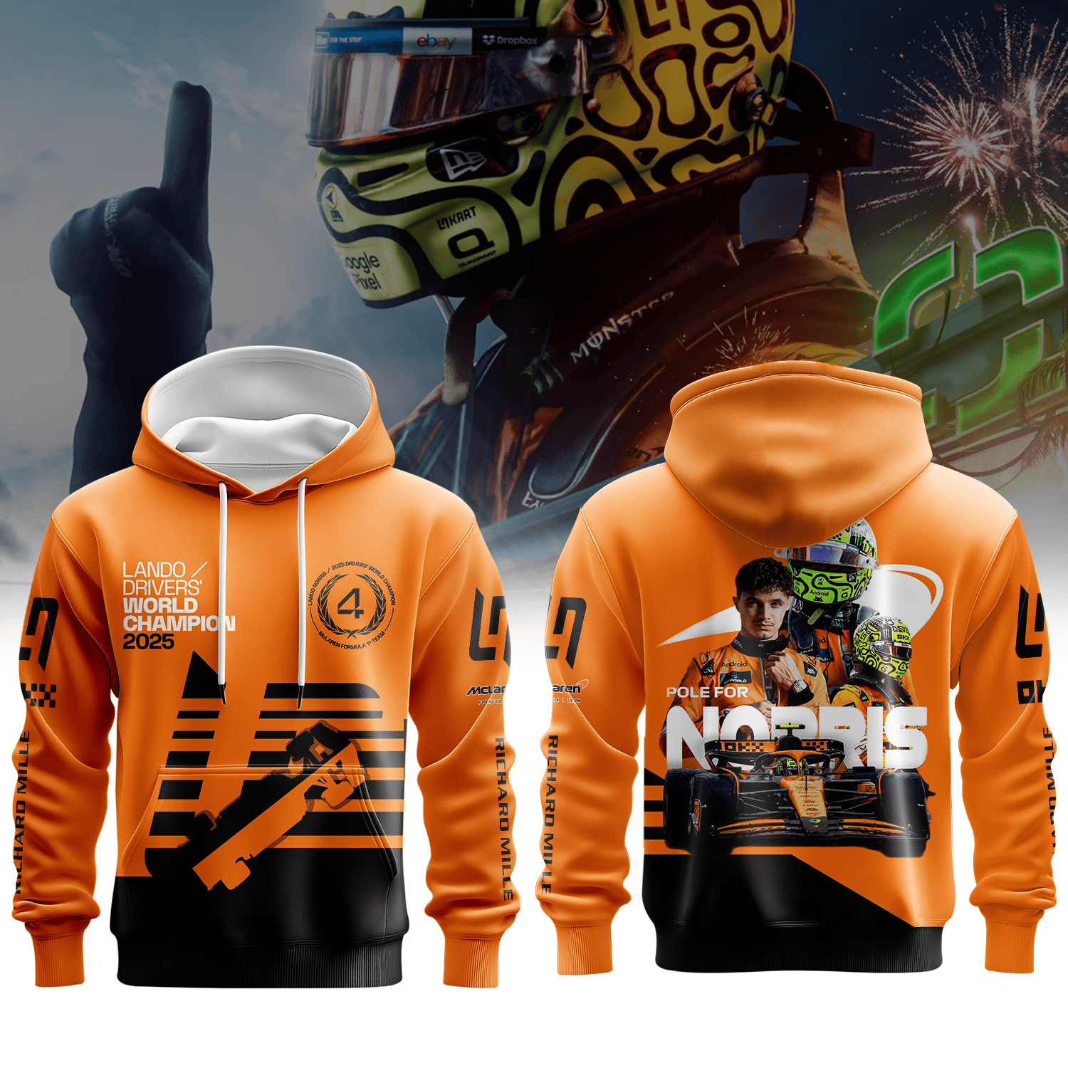 Lando Inspired Papaya 3D Racing Hoodie