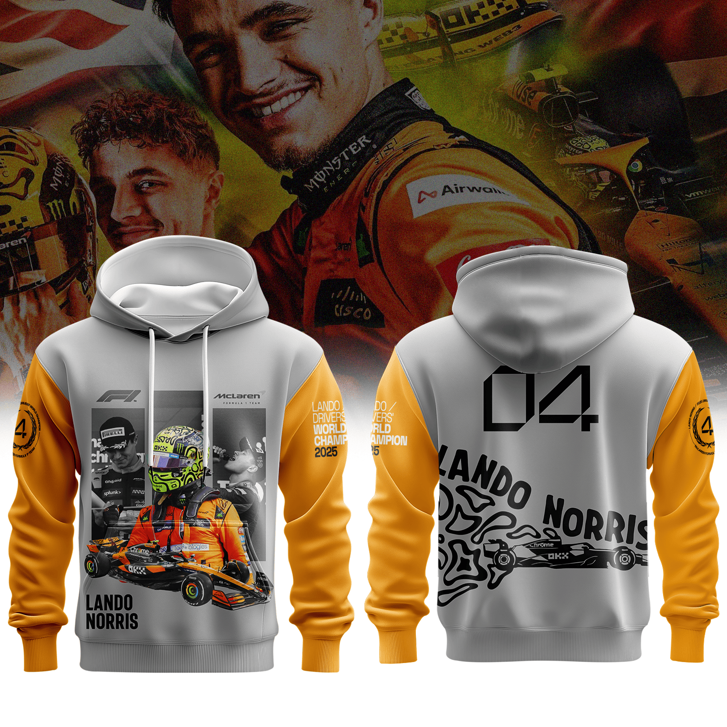 Lando Inspired Papaya 3D Racing Hoodie II