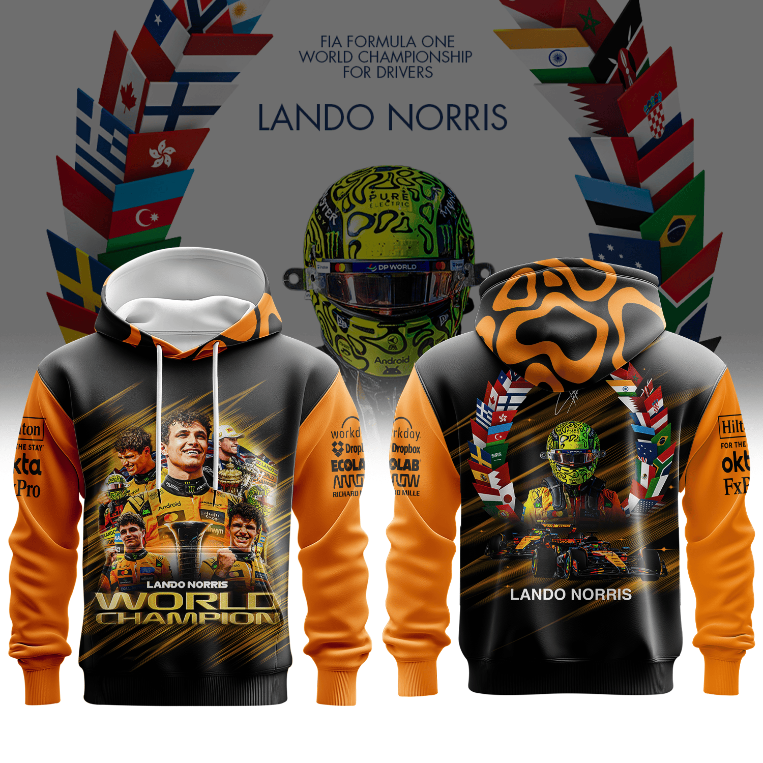 Lando Inspired Papaya 3D Racing Hoodie III