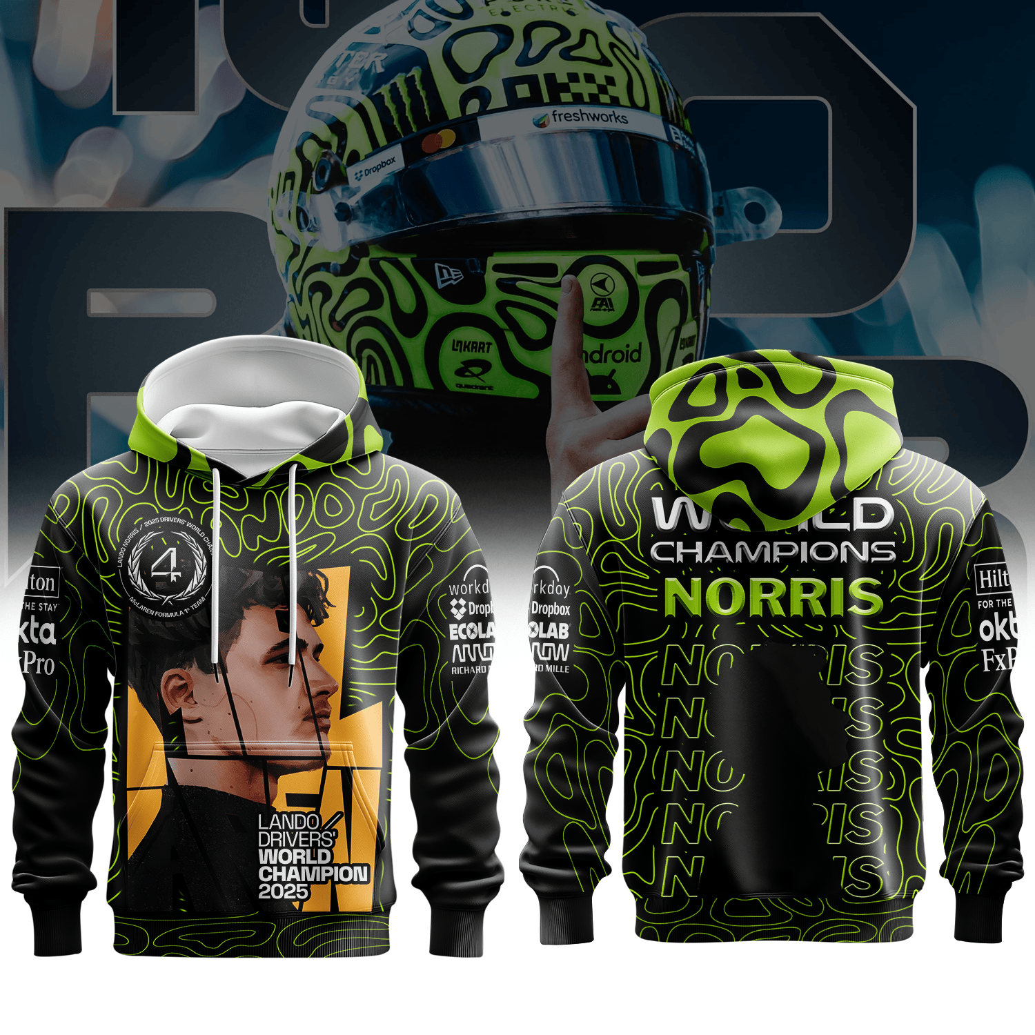 Lando Inspired Papaya 3D Racing Hoodie IV