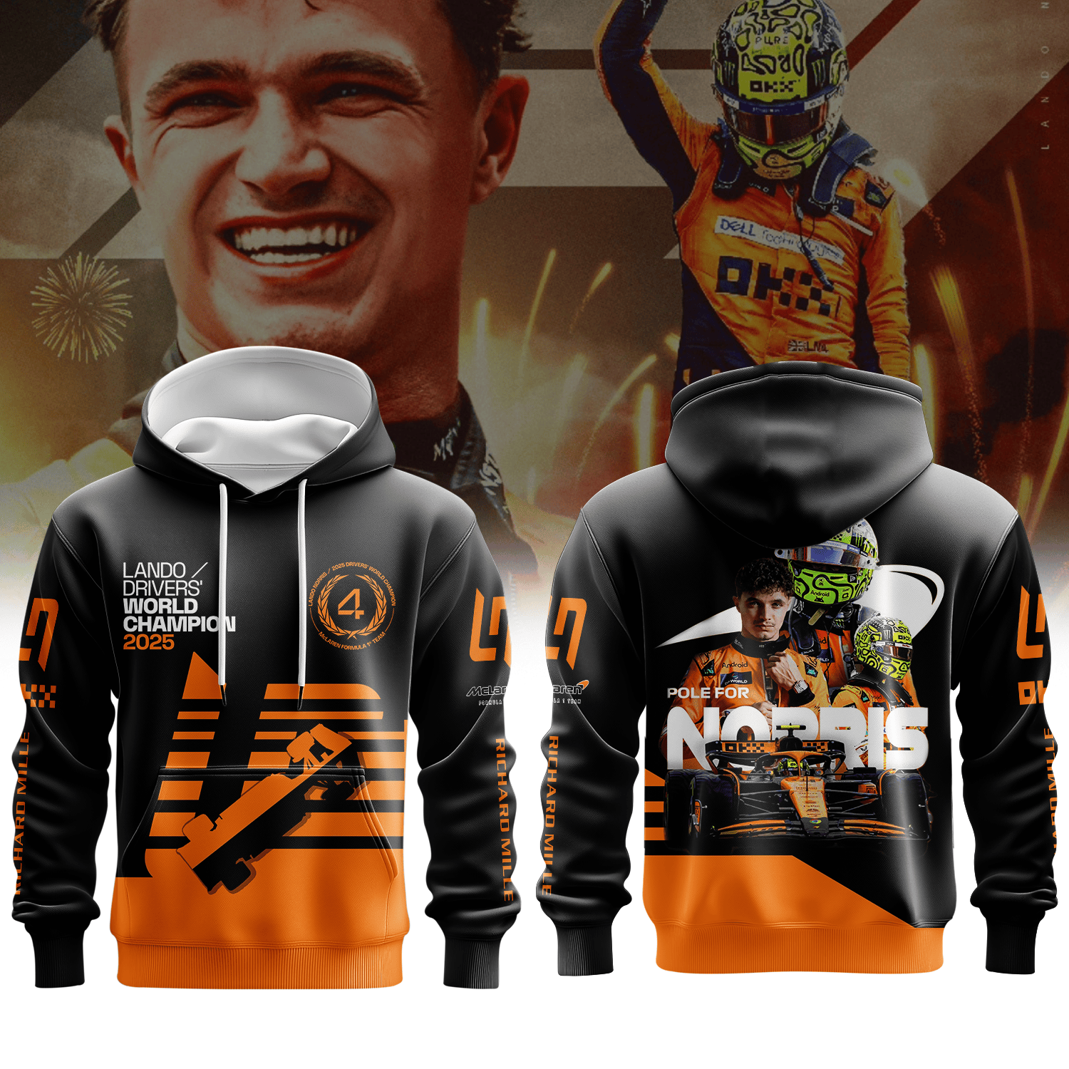 Lando Inspired Papaya 3D Racing Hoodie V