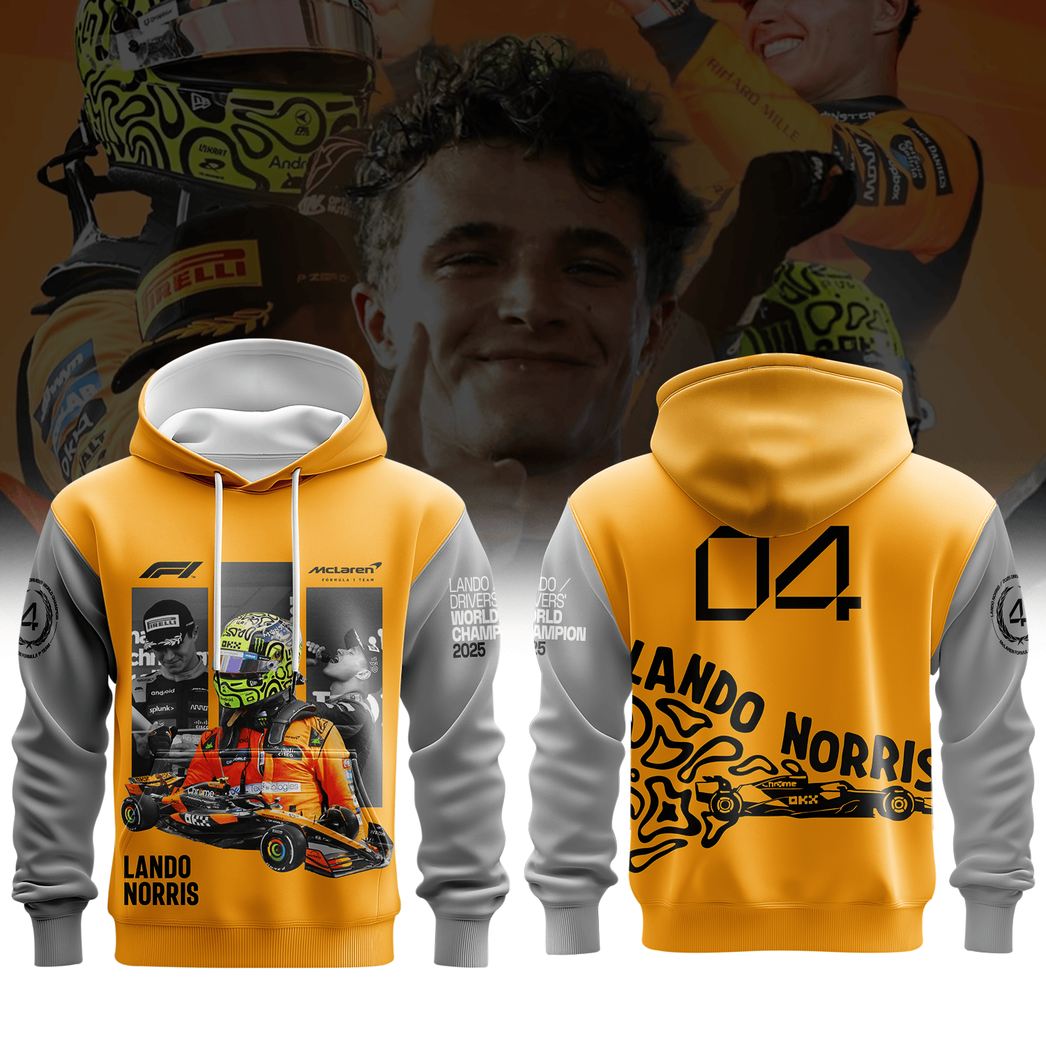 Lando Inspired Papaya 3D Racing Hoodie VI
