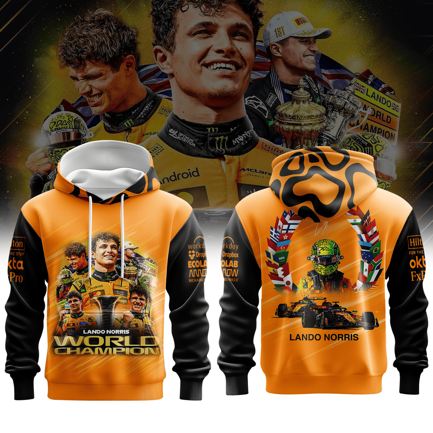Lando Inspired Papaya 3D Racing Hoodie VII
