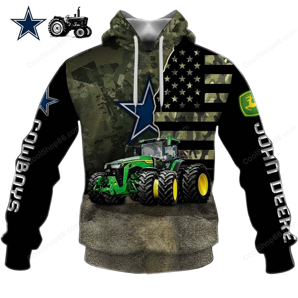 Dallas Cowboys x John Deere Hoodie | Funny Green Character Premium Hoodie