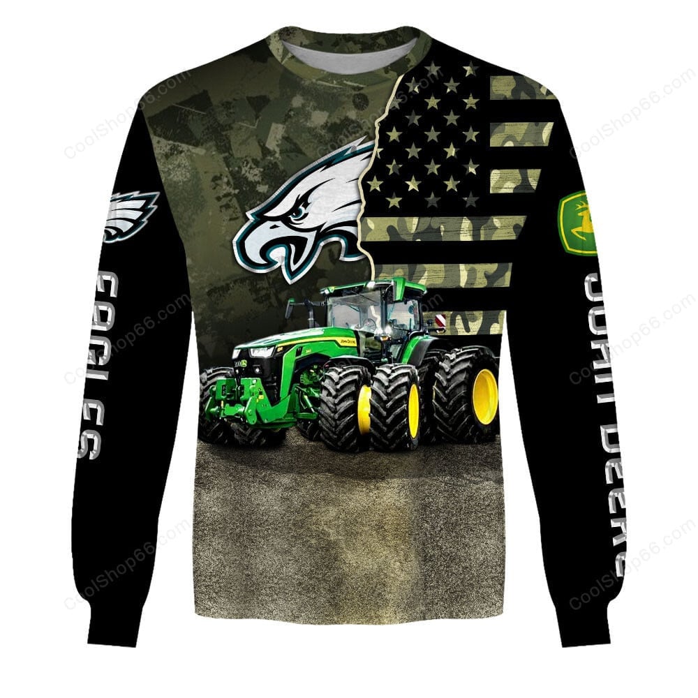Philadelphia Eagles x John Deere Hoodie | Funny Green Character Premium Hoodie