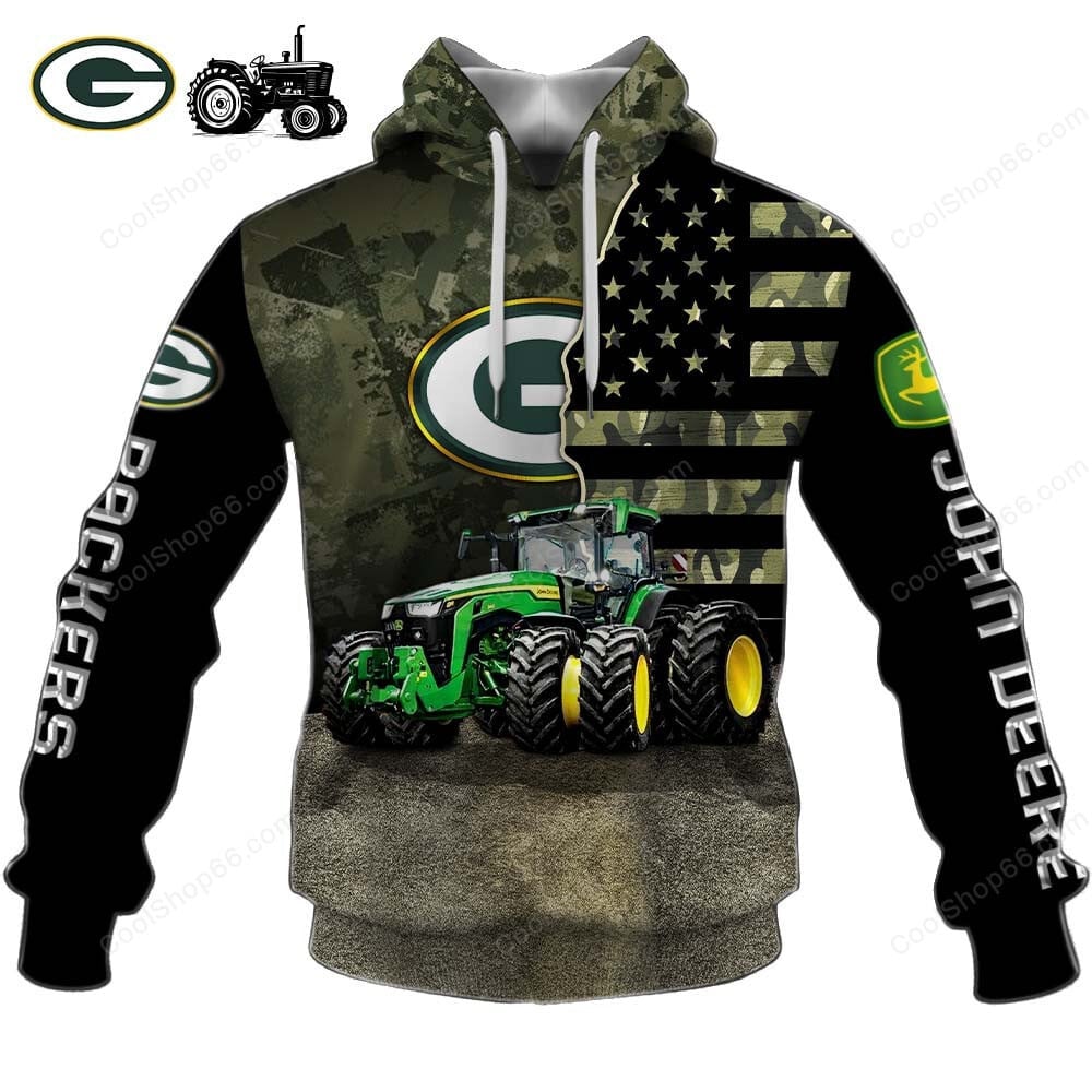 Green Bay Packers x John Deere Hoodie | Funny Green Character Premium Hoodie