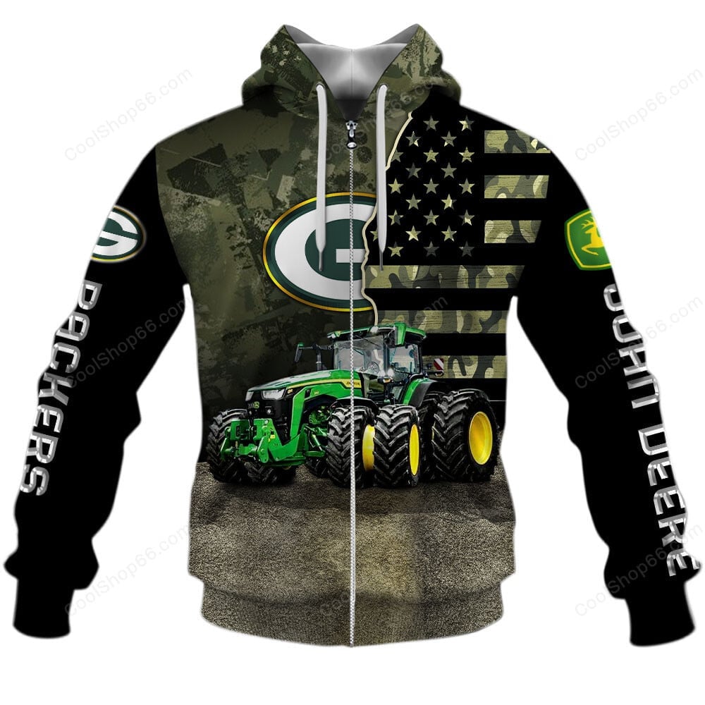 Green Bay Packers x John Deere Hoodie | Funny Green Character Premium Hoodie