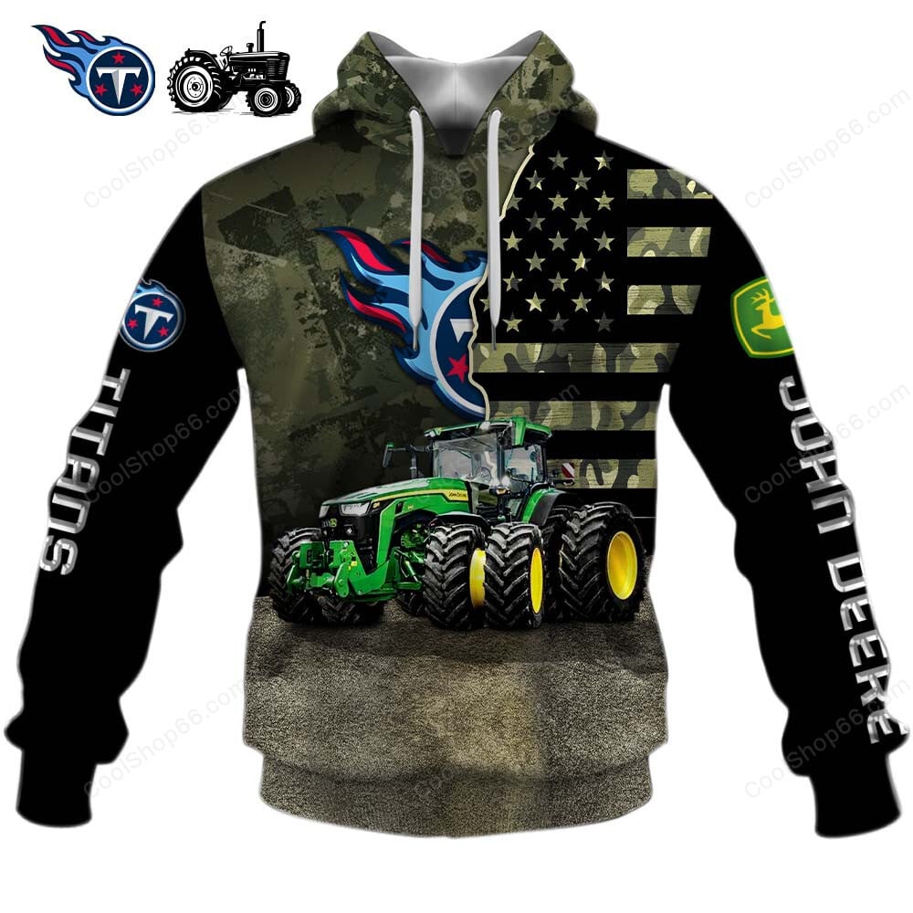 Tennessee Titans x John Deere Hoodie | Funny Green Character Premium Hoodie