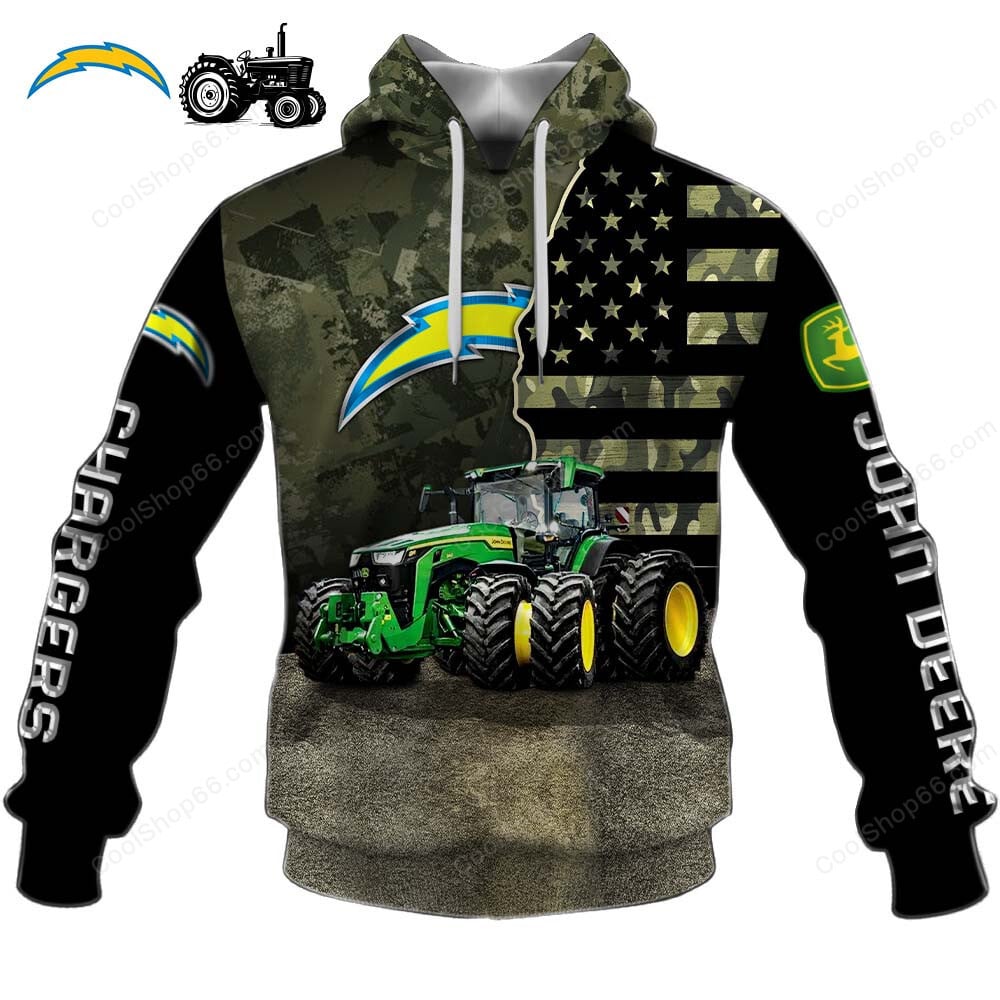 Los Angeles Chargers x John Deere Hoodie | Funny Green Character Premium Hoodie