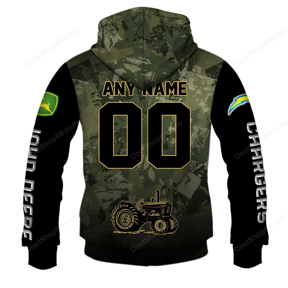 Los Angeles Chargers x John Deere Hoodie | Funny Green Character Premium Hoodie