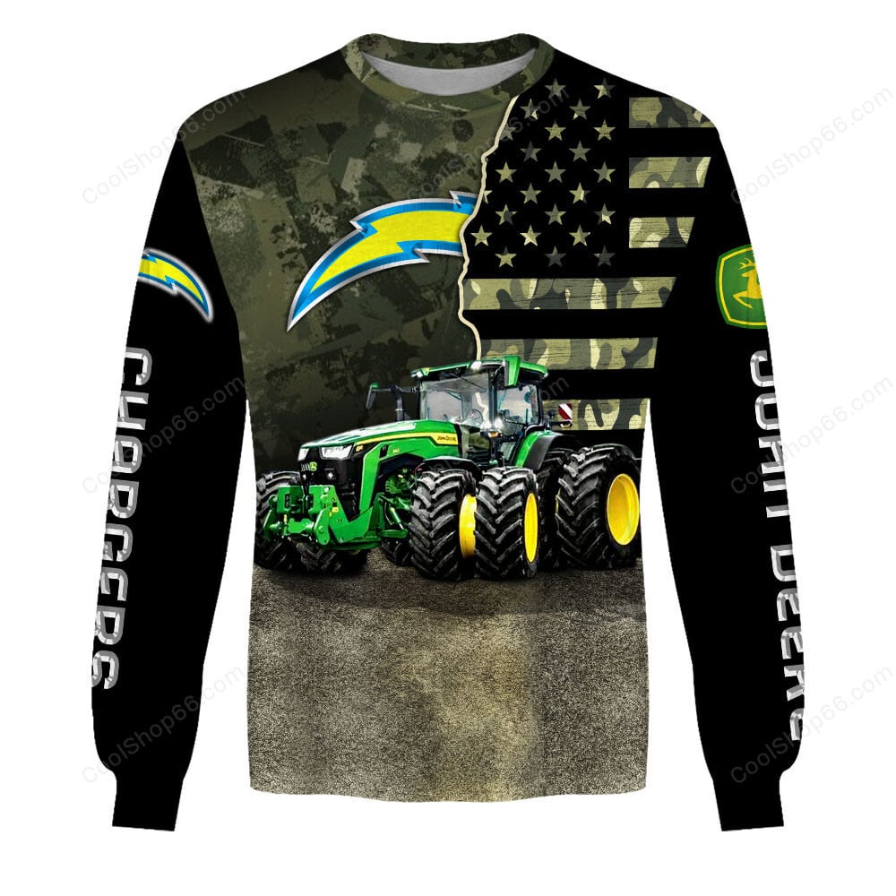 Los Angeles Chargers x John Deere Hoodie | Funny Green Character Premium Hoodie