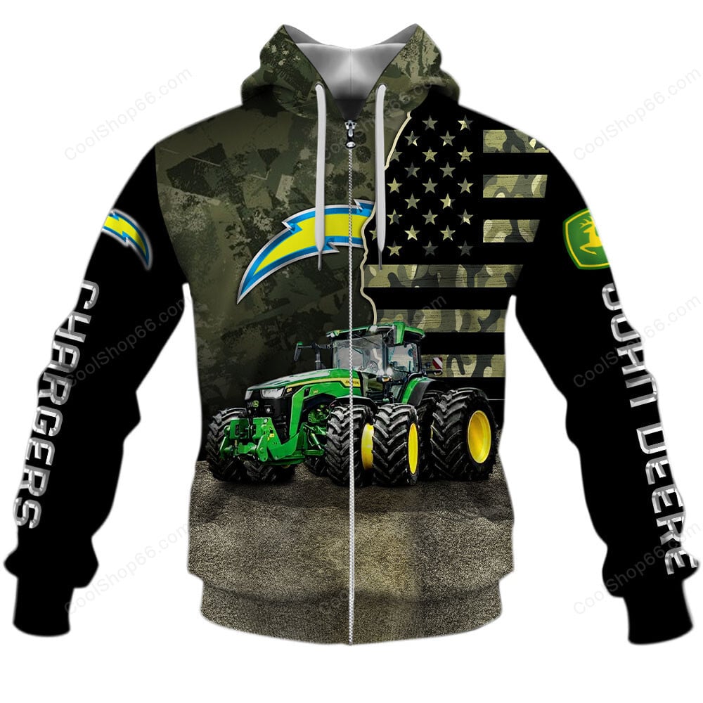 Los Angeles Chargers x John Deere Hoodie | Funny Green Character Premium Hoodie