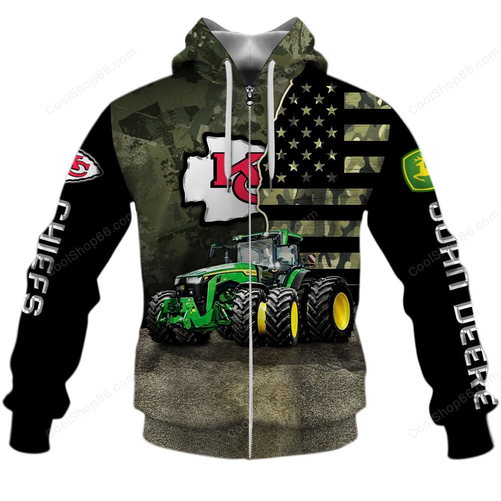 Kansas City Chiefs x John Deere Hoodie | Funny Green Character Premium Hoodie