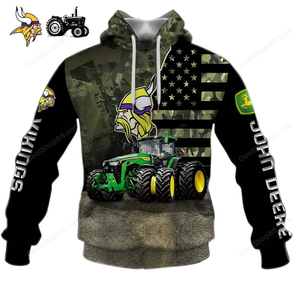 Minnesota Vikings x John Deere Hoodie | Funny Green Character Premium Hoodie