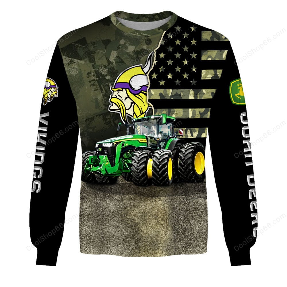 Minnesota Vikings x John Deere Hoodie | Funny Green Character Premium Hoodie