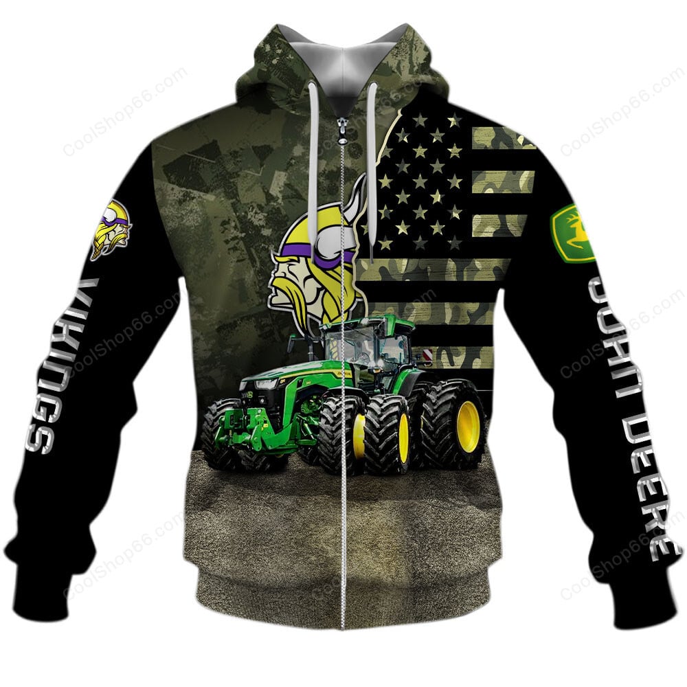 Minnesota Vikings x John Deere Hoodie | Funny Green Character Premium Hoodie