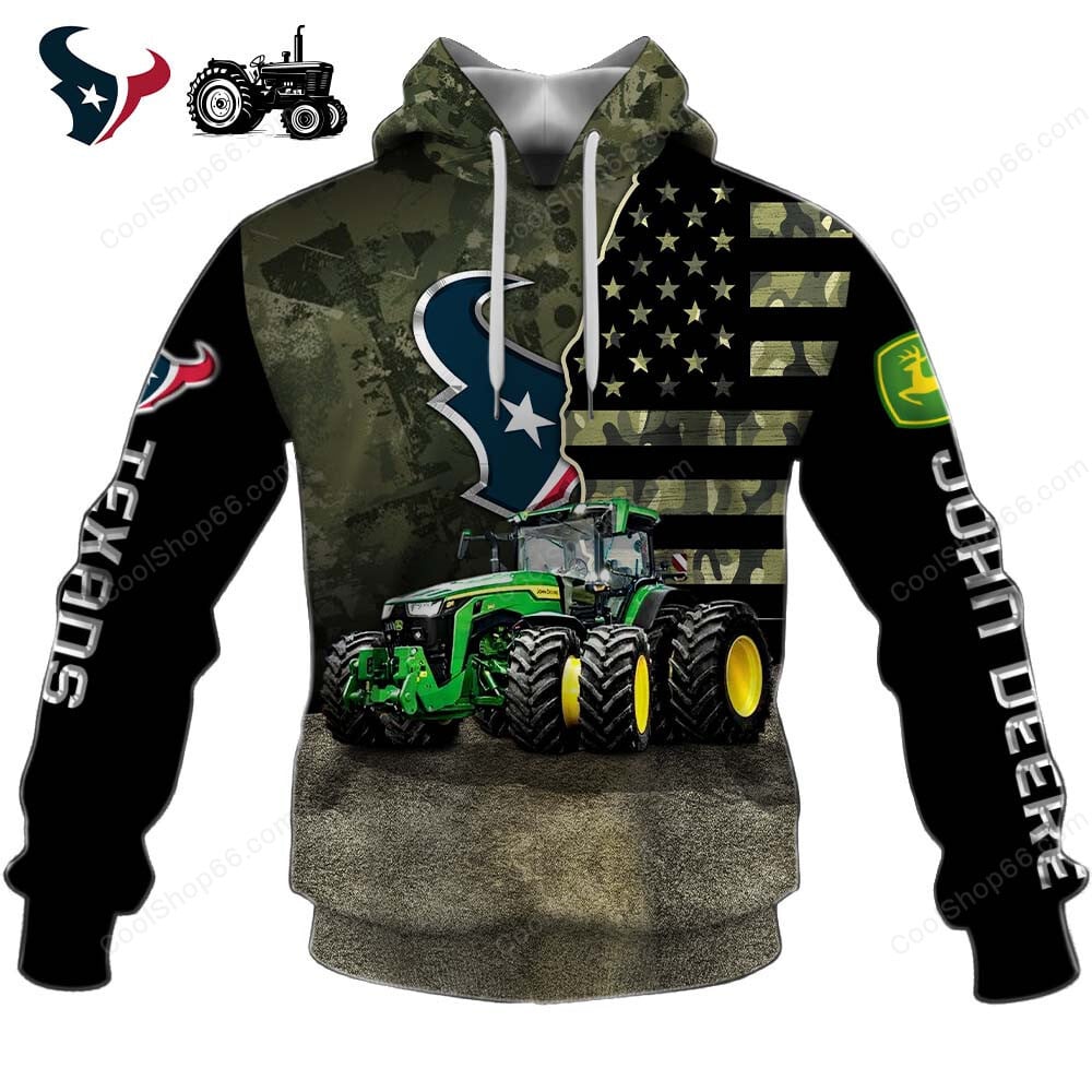 Houston Texans x John Deere Hoodie | Funny Green Character Premium Hoodie