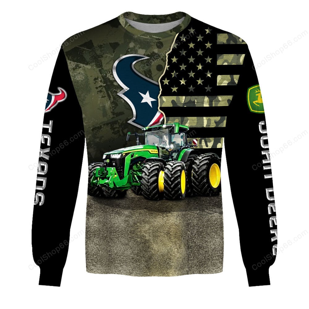 Houston Texans x John Deere Hoodie | Funny Green Character Premium Hoodie