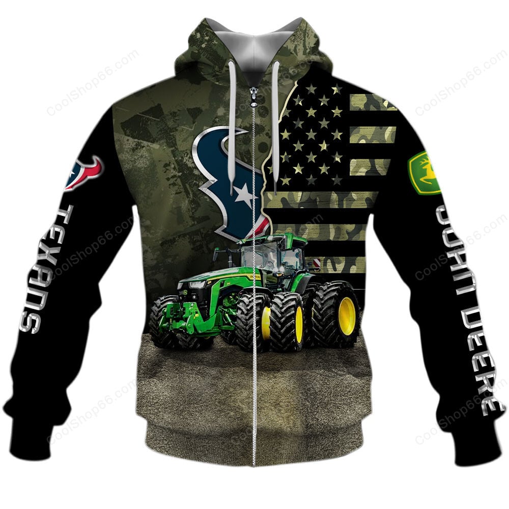 Houston Texans x John Deere Hoodie | Funny Green Character Premium Hoodie