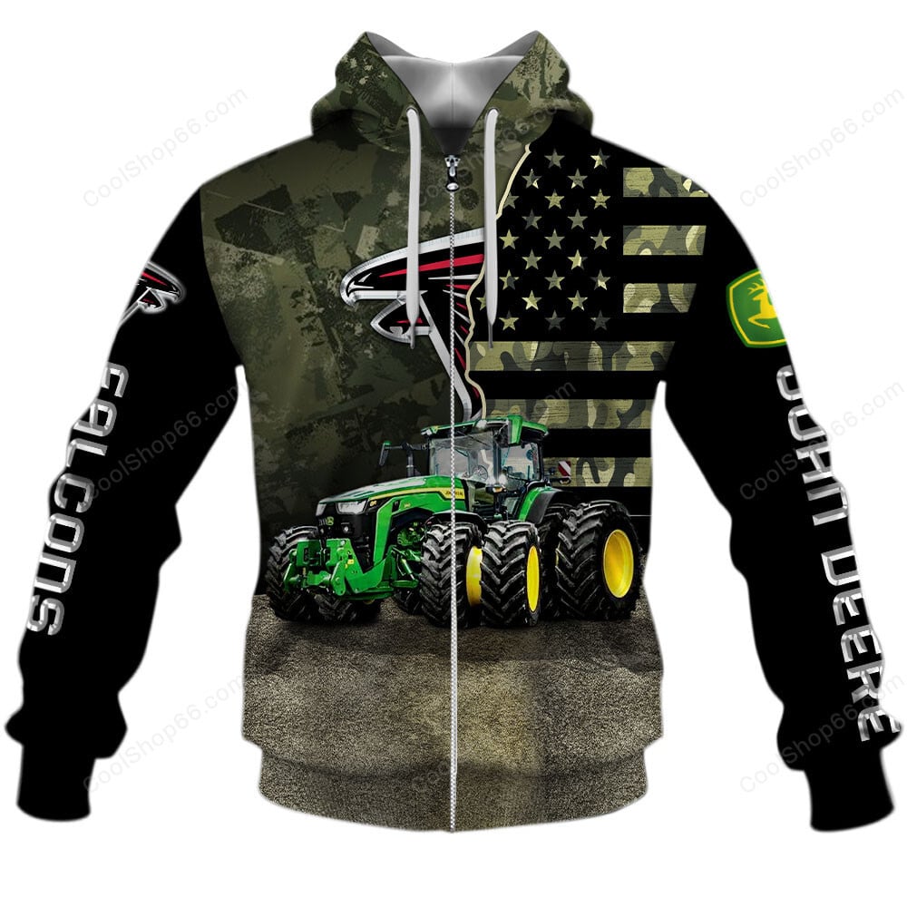 Atlanta Falcons x John Deere Hoodie | Funny Green Character Premium Hoodie