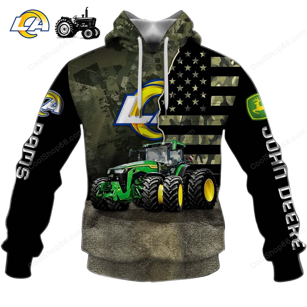 Los Angeles Rams x John Deere Hoodie | Funny Green Character Premium Hoodie