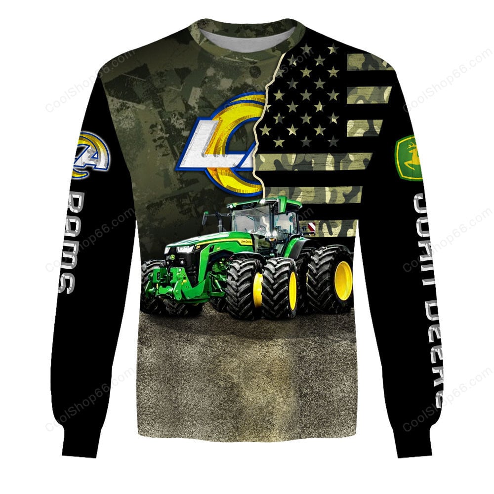 Los Angeles Rams x John Deere Hoodie | Funny Green Character Premium Hoodie