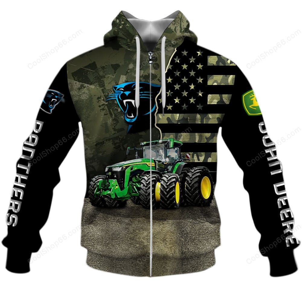 Carolina Panthers x John Deere Hoodie | Funny Green Character Premium Hoodie
