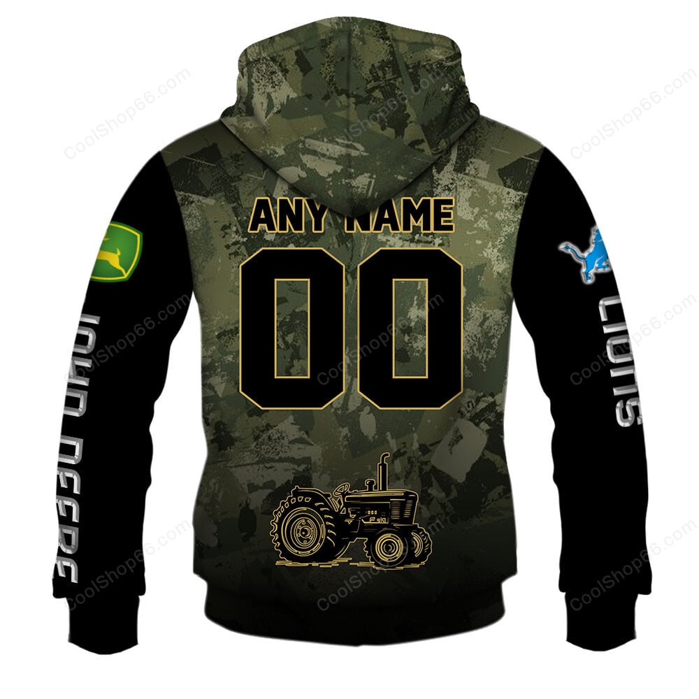 Detroit Lions x John Deere Hoodie | Funny Green Character Premium Hoodie
