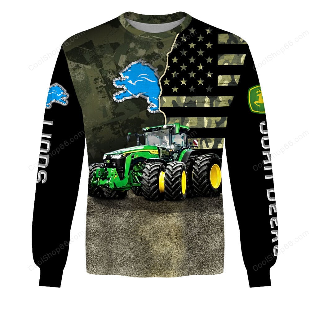 Detroit Lions x John Deere Hoodie | Funny Green Character Premium Hoodie