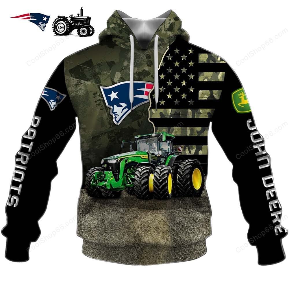 New England Patriots x John Deere Hoodie | Funny Green Character Premium Hoodie