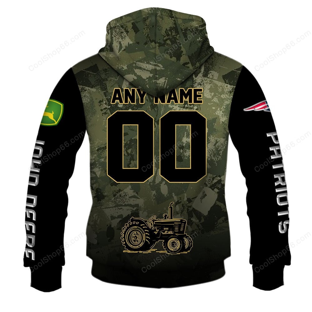 New England Patriots x John Deere Hoodie | Funny Green Character Premium Hoodie