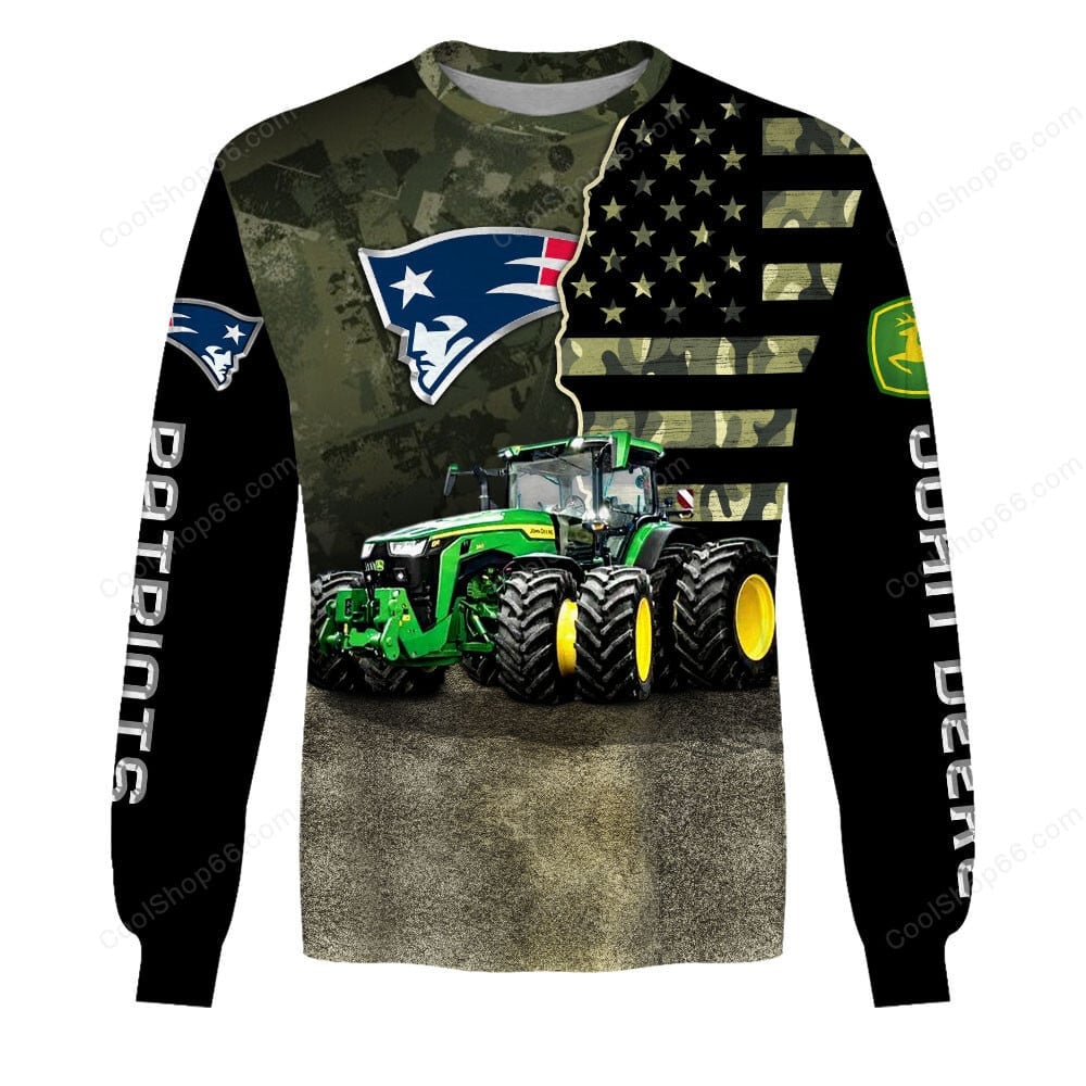 New England Patriots x John Deere Hoodie | Funny Green Character Premium Hoodie