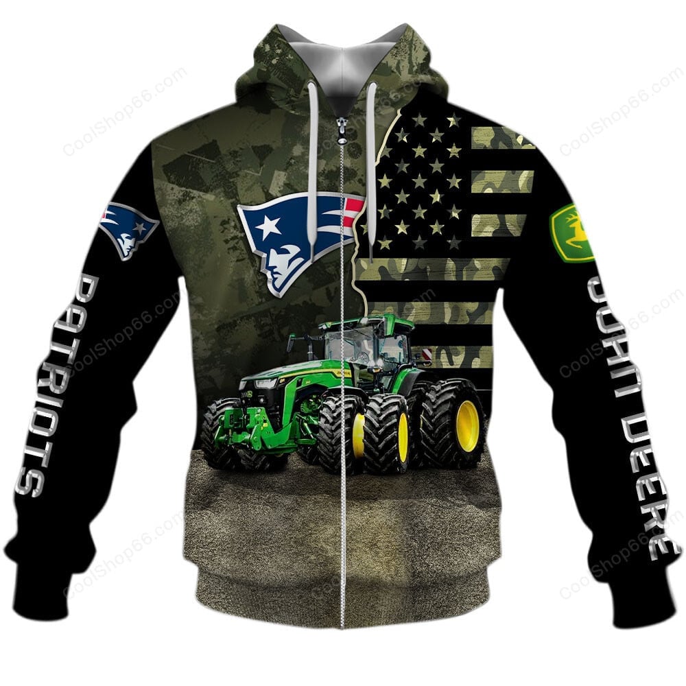New England Patriots x John Deere Hoodie | Funny Green Character Premium Hoodie